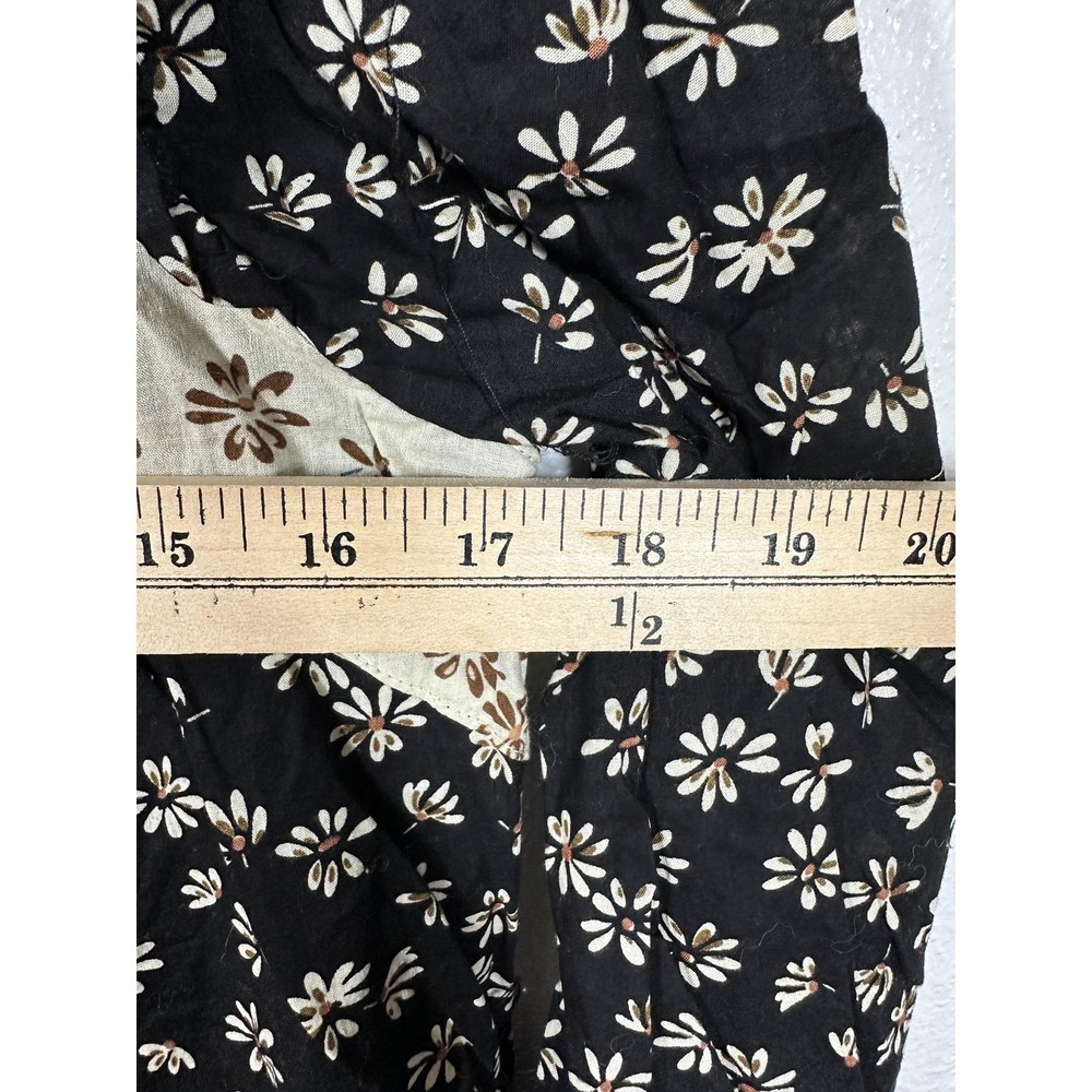 In Loom Blouse Womens Small Black Floral Cottagecore Long Sleeve Ruffle Top - Picture 5 of 6